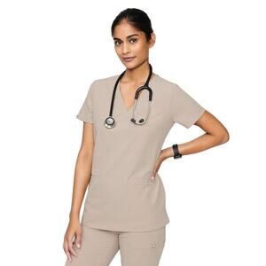 FIGS Casma Scrub Top Women's XS Boulder Greige Tan Brown PO 1553 Rare Retired